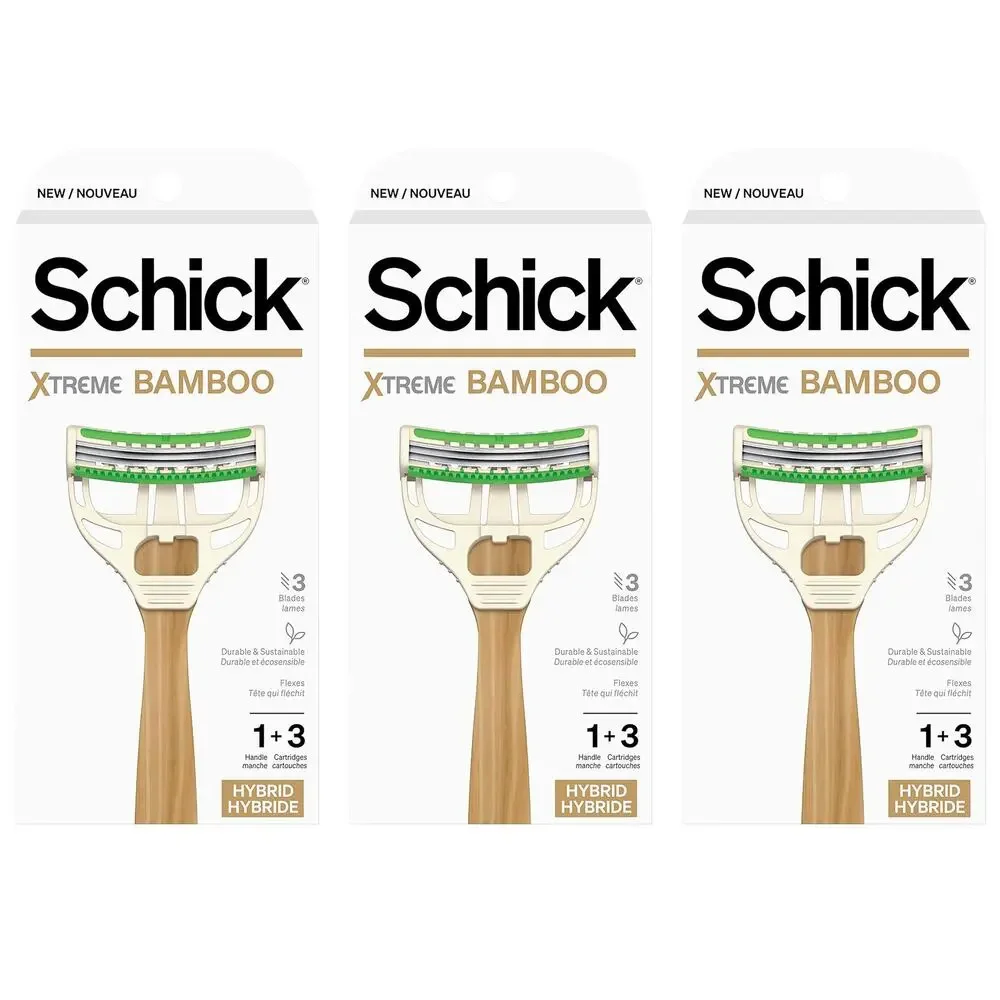 3 New Schick Xtreme Bamboo Razor - Eco Friendly Disposable Razors, Bamboo Handle